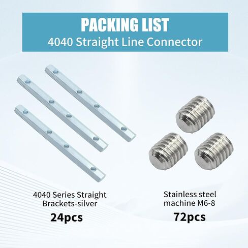 UOIENRT 24 قطعة من موصل مستقيم لربط لوحة قوس الزاوية، 4040 ملحقات فتحة T-Slot V مع براغي لقطع غيار إطار الطابعة ثلاثية الأبعاد من الألومنيوم 4040 (الطول 18 مم) in Kuwait