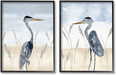 Stupell Industries Negret Sea Birds الرعي شاطئ البحر الأعشاب البحرية ، تصميم من قبل Lucille Price Blue 24 × 30 in Saudi Arabia