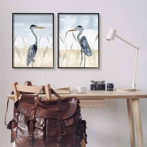 Stupell Industries Negret Sea Birds الرعي شاطئ البحر الأعشاب البحرية ، تصميم من قبل Lucille Price Blue 24 × 30 in Saudi Arabia