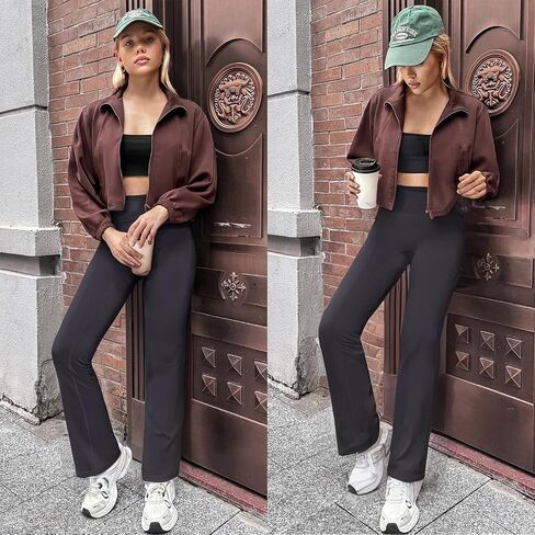 Women's High Waisted Flare Leggings with Tummy Control, Running Workout Yoga Pants Casual Bootcut Pants in Saudi Arabia