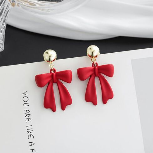 Bow Earrings for Women Sparkly Rhinestone Bow Earrings Red Earrings for Women Pearl Bow Earrings Womens Gifts for Valentines Day in Kuwait