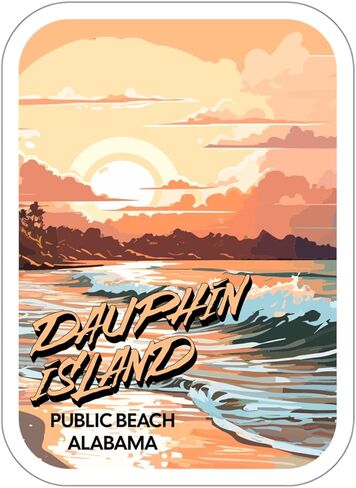 Dauphin Island Public Beach Alabama Travel Travelproof Heatbroof Decal Vinyl Small Materproof for Bottle Mug Passport Prosbort Portop Computer Carplicers Size 4 "ID44990 in Saudi Arabia