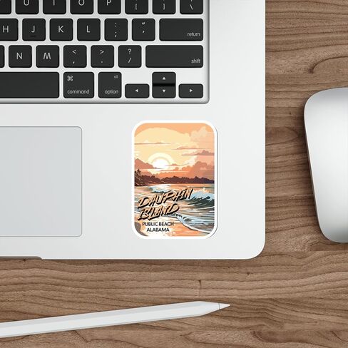 Dauphin Island Public Beach Alabama Travel Travelproof Heatbroof Decal Vinyl Small Materproof for Bottle Mug Passport Prosbort Portop Computer Carplicers Size 4 "ID44990 in Saudi Arabia