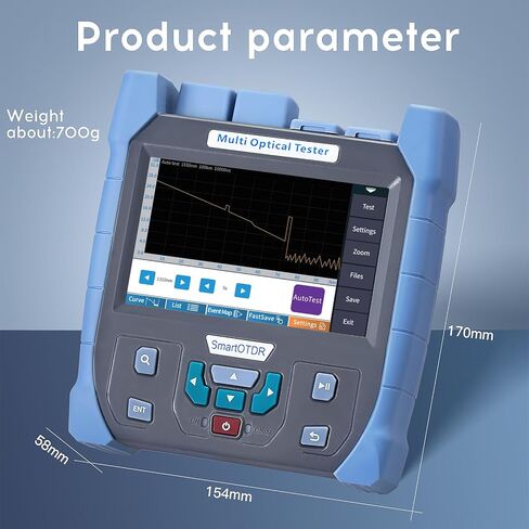 OTDR A-700U UPC Interface -70~+10dbm 100KM SM 1310 1550nm جهاز اختبار الألياف الضوئية بشاشة لمس أوتوماتيكية بالكامل مع محول SC FC ST LC مدمج VFL OPM OLS RJ45 اختبار الشبكة 28dB/26dB in Kuwait