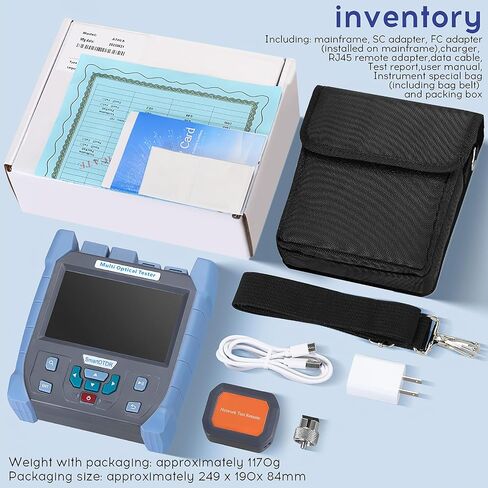 OTDR A-700U UPC Interface -70~+10dbm 100KM SM 1310 1550nm جهاز اختبار الألياف الضوئية بشاشة لمس أوتوماتيكية بالكامل مع محول SC FC ST LC مدمج VFL OPM OLS RJ45 اختبار الشبكة 28dB/26dB in Kuwait