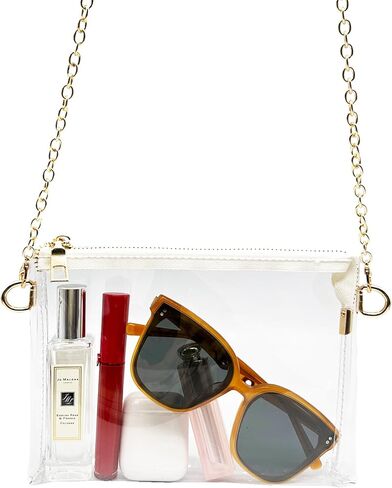 Small Clear Purses Bag for Women Stadium Approved Clear Concert Approved bag Crossbody Shoulder Bag with Adjustable Chain for Concert Sports Events in Kuwait