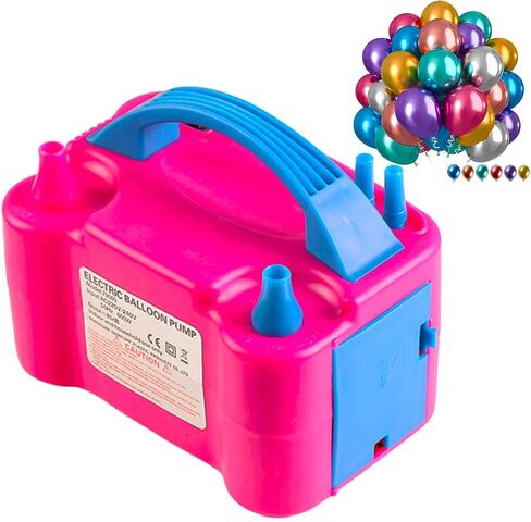 Electric Air Balloon Pump with 50-Pcs 10-inch Metallic Balloons，Portable Dual Nozzle Electric Balloon Blower Air，Pump Balloons Inflator for Decoration, Party, Sports，Rose Red 110V 600W in Saudi Arabia