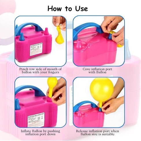 Electric Air Balloon Pump with 50-Pcs 10-inch Metallic Balloons，Portable Dual Nozzle Electric Balloon Blower Air，Pump Balloons Inflator for Decoration, Party, Sports，Rose Red 110V 600W in Saudi Arabia