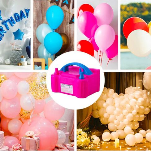 Electric Air Balloon Pump with 50-Pcs 10-inch Metallic Balloons，Portable Dual Nozzle Electric Balloon Blower Air，Pump Balloons Inflator for Decoration, Party, Sports，Rose Red 110V 600W in Saudi Arabia
