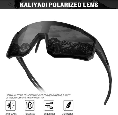 KALIYADI نظارات شمسية رياضية مستقطبة - نظارات شمسية للرجال للجري للنساء: نظارات شمسية للرجال مستقطبة للحماية من الأشعة فوق البنفسجية أثناء القيادة وصيد الأسماك وركوب الدراجات in Kuwait