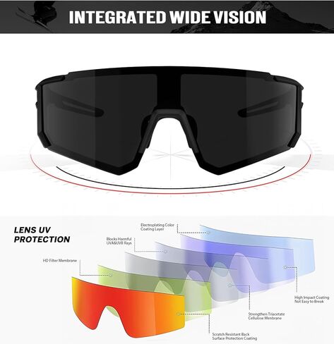 KALIYADI نظارات شمسية رياضية مستقطبة - نظارات شمسية للرجال للجري للنساء: نظارات شمسية للرجال مستقطبة للحماية من الأشعة فوق البنفسجية أثناء القيادة وصيد الأسماك وركوب الدراجات in Kuwait