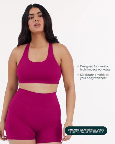PAVOI ACTIVE Racerback High Support Sports Bras for Women | Scoop Neck Compressive Workout Bra Removable Pads | HiPerform in Kuwait