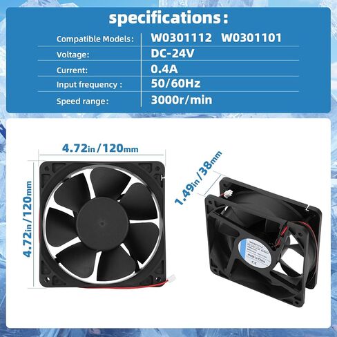W0301112 W0301101 Refrigerator Evaporator Fan Motor, DC24V,0.4A,50-60HZ, Compatible with ATOSA Undercounter Refrigerator MGF8401 MGF8401GR MGF8402 MGF8403, Energy Saving Mute, Complete Parts in Kuwait
