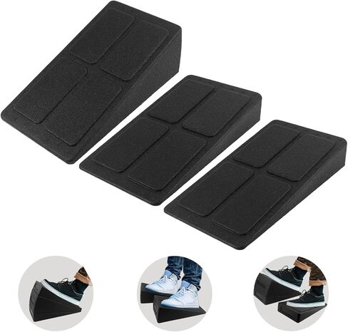 Slant Board Calf Stretcher, Foot Stretcher Incline Board for Physical Therapy Equipment Plantar Fasciitis, Heel, Shin Splint, Adjustable Foam Slant Board wedge Great for Exercises(3 Pcs, 12'') in Kuwait
