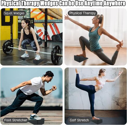 Slant Board Calf Stretcher, Foot Stretcher Incline Board for Physical Therapy Equipment Plantar Fasciitis, Heel, Shin Splint, Adjustable Foam Slant Board wedge Great for Exercises(3 Pcs, 12'') in Kuwait