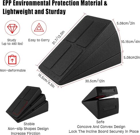 Slant Board Calf Stretcher, Foot Stretcher Incline Board for Physical Therapy Equipment Plantar Fasciitis, Heel, Shin Splint, Adjustable Foam Slant Board wedge Great for Exercises(3 Pcs, 12'') in Kuwait