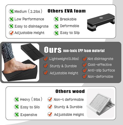 Slant Board Calf Stretcher, Foot Stretcher Incline Board for Physical Therapy Equipment Plantar Fasciitis, Heel, Shin Splint, Adjustable Foam Slant Board wedge Great for Exercises(3 Pcs, 12'') in Kuwait