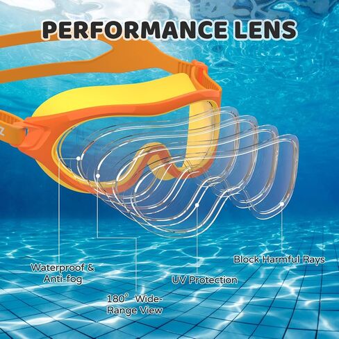 COPOZZ Swimming Goggles for Kids 6-14, Wide View Youth Swim Goggles No Leaks AntiFog Crystal Clear Water Pool Swim in Kuwait