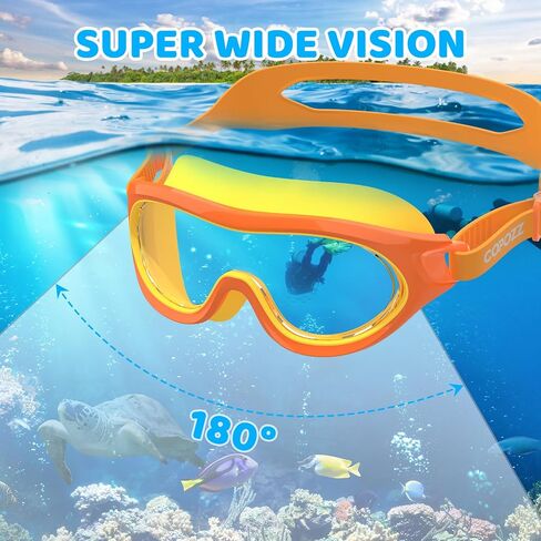 COPOZZ Swimming Goggles for Kids 6-14, Wide View Youth Swim Goggles No Leaks AntiFog Crystal Clear Water Pool Swim in Kuwait