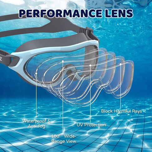 COPOZZ Swimming Goggles for Kids 6-14, Wide View Youth Swim Goggles No Leaks AntiFog Crystal Clear Water Pool Swim in Kuwait