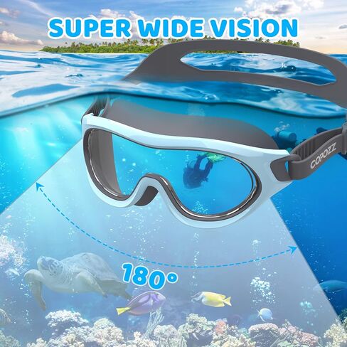 COPOZZ Swimming Goggles for Kids 6-14, Wide View Youth Swim Goggles No Leaks AntiFog Crystal Clear Water Pool Swim in Kuwait