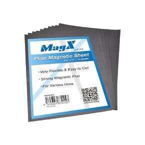 MagX Plain Magnetic Sheets, 8.5 x 11 Inch, 10 Sheets, 30 mil Thick, Non Adhesive Magnet Sheet, Magnets on One Side, for Die Cuts, Die Storage, Office and Home Supply (MVAM-8511)
