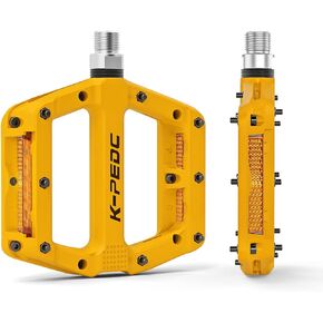 Bike Pedals with Reflectors,Road/MTB Bike Pedals Reflectors Pedals,Universal 9/16 Inch Mountain Bike Pedals,3 Bearing Non-Slip Lightweight Nylon Fiber Bicycle Platform Pedals for BMX MTB