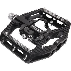 MTB Mountain Bike Pedals 3 Bearing Flat Platform Compatible with SPD,Dual Function Sealed Clipless Aluminum 9/16" Pedals with Cleats for Road