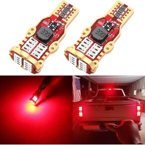 PHINLION 912 921 Red LED Bulbs, 1300 Lumens Super Bright Wedge T15 904 906 922 W16W 3rd Brake Light Replacement for Interior Map Dome Center High Mount Stop Tail Lights