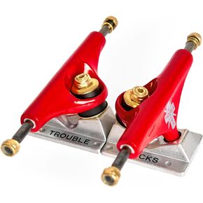 Trouble Trucks Skateboard Truck Hollow Light - 156mm Hanger 8.75" Axle - Silver/Red - Set of 2 (T20)