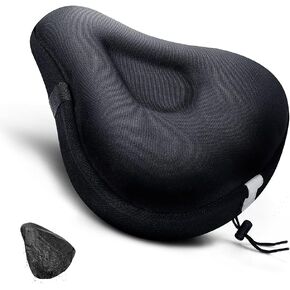 ANZOME Bike Seat Cushion, Wide Gel Bike Seat Cover & Extra Soft Gel Bike Seat Cushion for Women Men Everyone, Fits Spin, Stationary, Cruiser Bikes, Indoor Cycling(Waterproof Case Included) …