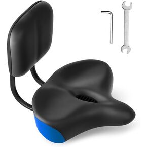 Backrest Saddle Bike Seat with Backrest, 11.5" x 9.5" Bicycle Tricycle Saddle Seat with Back Support, Oversize Comfort Saddle with Back Rest