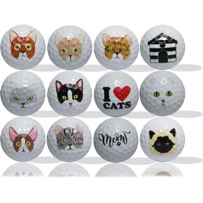 Cat Lover Golf Balls 12pk • - Great Gift IDEA from Moms, DADS and Kids - Perfect for The Person who has Everything.