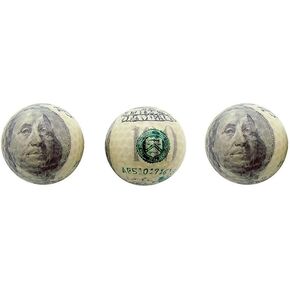 3 Pack $100 Dollar Bills Golf Balls - Ben Franklin Golf Ball Gift Set - 3 Money Novelty Golf Balls