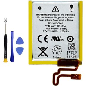 616-0639 616-0640 Battery for iPod Nano 7th Gen 16GB A1446 MD481LL/A,Rechargeable 0 Cycle Battery Compatible with Apple iPod Nano 7 7G 7TH GEN A1446 16GB with Repair Tool Kits