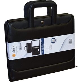 سحاب Allant حول Vynil 3 Ring Padfolio مع مقابض قابلة للسحب - أسود in Kuwait