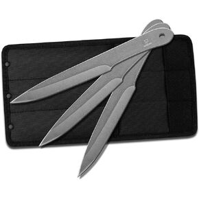 10.2 inches Throwing Spear, 0.236 inches Thick Full-Tang Throwing Set, with Nylon Sheath for Competition and Recreation - 3 Pack