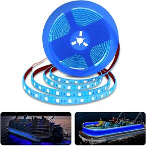 16.4ft Boat LED Strip Lights 12V Waterproof, Pontoon Boat Lights for Night Fishing, Marine Interior Lights, Boat Deck Lights, Boat Accessories for Jon Boat, Fishing Boats, Bass Boat (Blue)