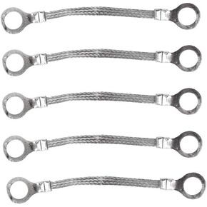 4" x 1/4" Braided Ground Straps (1/2" Ring to 1/2" Ring)-5pcs | Made in USA