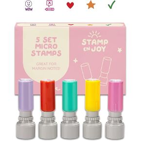 8 Self-Ink Flash Stamp Set, Multicolor Teacher Stamps, Office Stationery Stamps, Pre-Inked, Refillable Stamps (Inspiration Set v2)