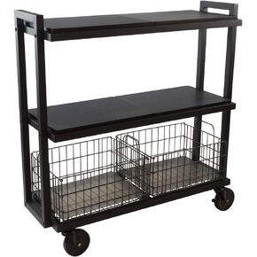نظام عربة تخزين متنقلة من أتلانتيك، مع أرفف وسلال قابلة للتبديل، إطار فولاذي مطلي بالكامل، 3 طبقات، عجلات دوارة للتنقل، PN 23350329، باللون الأسود in Kuwait