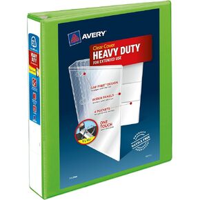 Avery Heavy-Duty View 3 Ring Binder, 1.5" One Touch EZD Rings, 1 Chartreuse Binder (79773)