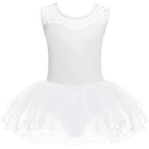 Zaclotre Girls Ballet Leotards Sparkly Sleevesless Mesh Dance Dress Tutu Ballerina Costume for Kids