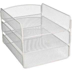 Safco Onyx Desktop Organizer, 3-Tier Paper Tray, Durable Steel Mesh Construction, Black