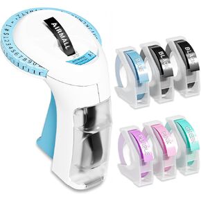 Embossed Label Maker, Embossing Label Maker in Macaron Teen Colors, Vintage Embossed Label Maker,Label Maker Machine with 6 Rolls of Color Labels for Home, Kitchen, School and Office