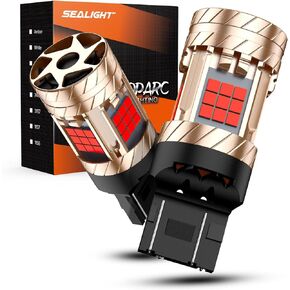 7443 7440 LED Brake Lights Bulbs, T20 Red Bulb Anti Hyper Flash With Turbo Fan, 30W 3200LM Super Bright Replacement for Stop Blinker Tail Brake Lights, ONLY Standard Socket, Pack of 2
