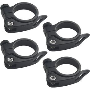 4Pcs Bicycle Seat Clamp Mountain Bike Road 28.6mm 31.8mm 34.9mm Aluminum Alloy Bike Bicycle Quick Release Seatpost Clamp Ring Fittings Black (34.9mm)