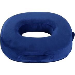 Memory Foam Seat Cushion - Donut Cushion for Haemorrhoid and Piles Sufferers, Suitable for Wheelchair, Car Seat, Office Or Outdoor (Navy Blue)（14.9 * 12.5 * 2.6inch）