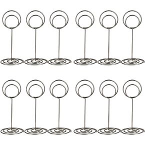 Table Number Holders, Simple Table Sign Stand Place Card Holder, Delicate Table Name Card Holder, Reusable Table Picture Memo Note Holder for Wedding Birthday Party Restaurant (6pcs, Black)