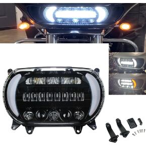 Road Glide headlights led Front Driving light with Turn signals Amber DRL White Compatible with Motorcycle COV 2015-2020